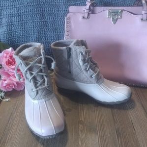 Sperry Pink & Beige Saltwater Duck Boots